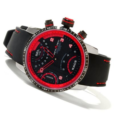 617-821 - Infrared&reg; Men's Red RPM Swiss Mechatronic Quartz Chronograph Rubber Strap Watch