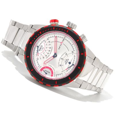 617-822 - Infrared&reg; Men's Red Out Swiss Quartz Mechatronic Chronograph Bracelet Watch 
