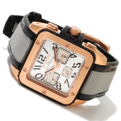 617-861 - Invicta Women's Cuadro Quartz GMT Stainless Steel Case Leather & Nylon Strap Watch
