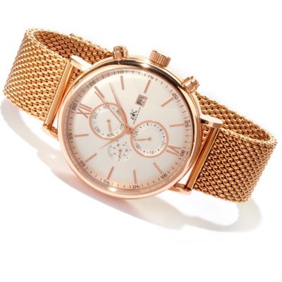 Adee Kaye Men's Multifunction Stainless Steel Case Mesh Strap Watch