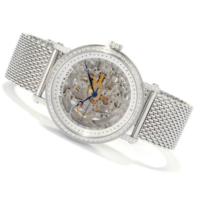 617-868 - Adee Kaye Men's Automatic Skeletonized Dial Stainless Steel Bracelet Watch