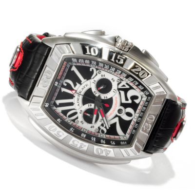 Adee Kaye Men's Chronograph Leather Strap Watch