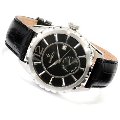 INVICTA MEN'S VINTAGE QUARTZ SUB SECOND LEATHER STRAP WATCH