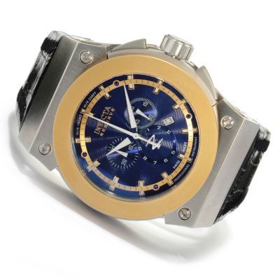 617-928 - Invicta Reserve Men's Akula Swiss Made Quartz Chronograph Leather Strap Watch