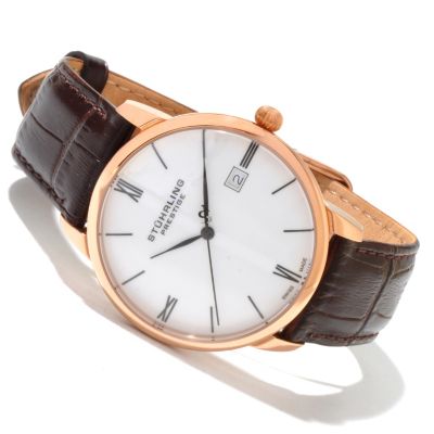 Stuhrling Prestige Men's Swiss Made Ronda 715 Leather Strap Watch
