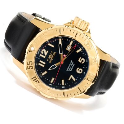 INVICTA MEN'S SPORT DIVER GMT STAINLESS CASE LEATHER STRAP WATCH