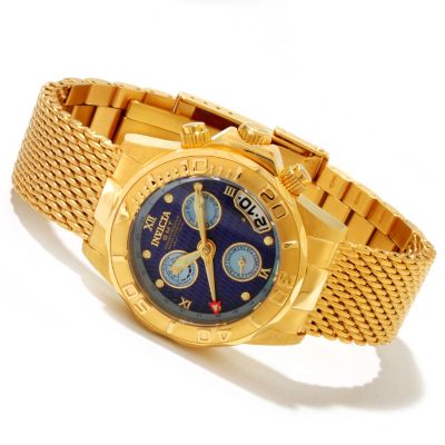 INVICTA WOMENS SEA WIZARD QUARTZ GMT/ALARM STAINLESS MESH BRACELET WATCH