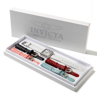 INVICTA WOMEN'S CLASSIQUE DIAMOND SQUARE QUARTZ STRAP SET