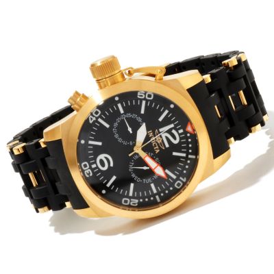 TTV INVICTA MEN'S SEA SPIDER QUARTZ DAY & DATE POLYURETHANE BRACLEET WATCH