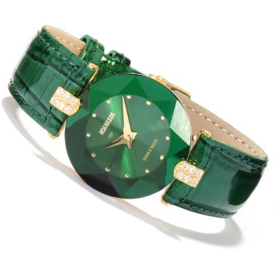 618-081 - Jowissa Women's Facet Strass Swiss Made Quartz Stainless Steel Leather Strap Watch