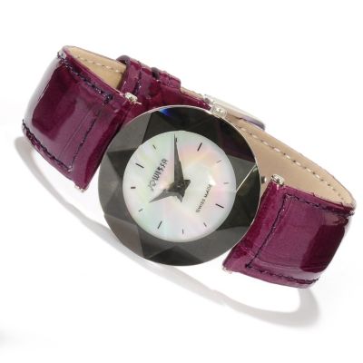 618-085 - Jowissa Women's Facet Swiss Made Quartz Stainless Steel Leather Strap Watch