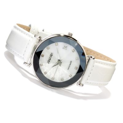618-090 - Jowissa Women's Facet Swiss Made Mother-of-Pearl Stainless Steel Strap Watch