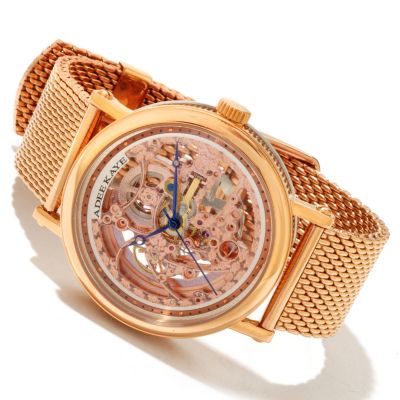 Adee Kaye Men's Stainless Steel Skeleton Bracelet Watch