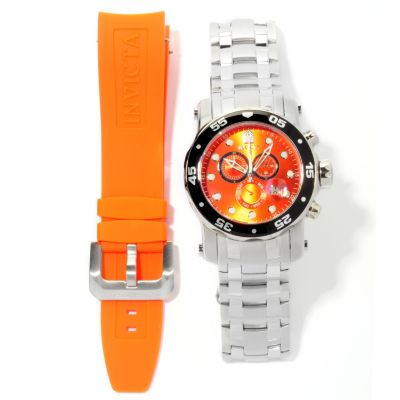 618-342 - Invicta Men's Pro Diver Scuba Quartz Chronograph Interchangeable Bracelet Watch w/ Extra Strap