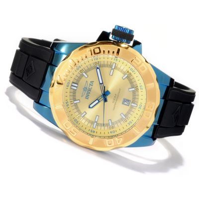 INVICTA MEN'S OCEAN BARON PRO DIVER QUARTZ PU STRAP WATCH W/ 3DC