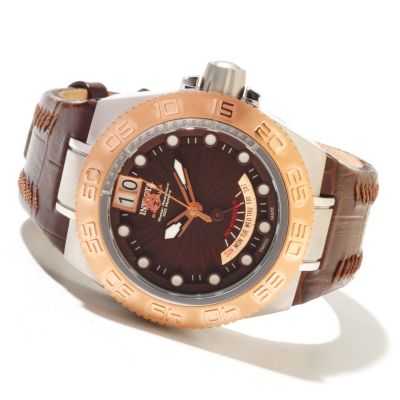 INVICTA SUBAQUA SPORT ELEGANT QUARTZ DAY RETRO CARBON FIBER LEATHER STRAP WATCH
