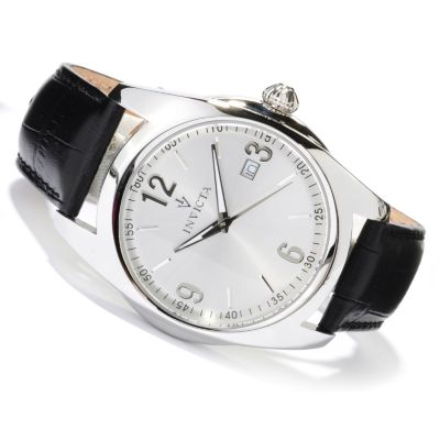 INVICTA MEN'S VINTAGE QUARTZ MOVEMENT LEATHER STRAP WATCH