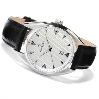 INVICTA MEN'S VINTAGE QUARTZ MOVEMENT LEATHER STRAP WATCH
