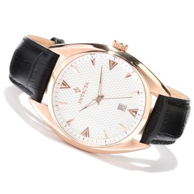 INVICTA MEN'S VINTAGE QUARTZ MOVEMENT LEATHER STRAP WATCH