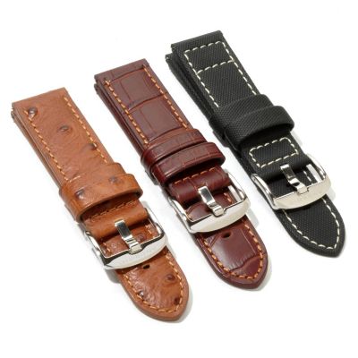 3 Pc Strap Set: 24 mm Sim Ostrich, Square Crocodile & Polyfiber Strap