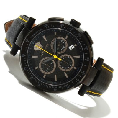 618-567 - Versace Men's Mystique Swiss Made Quartz Chronograph Leather Strap Watch