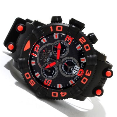 INVICTA MEN'S SEA HUNTER II SWISS QUARTZ CHRONO CARBON FIBER DIAL PU STRAP WATCH