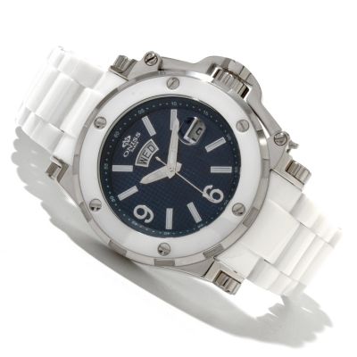 Oniss Men's Stainless Steel & Ceramic Day/Date Bracelet Watch