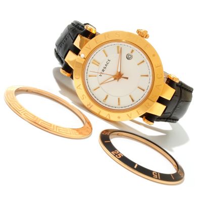 Versace Men's V-Race Quartz Leather Strap Watch