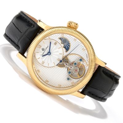 618-647 - Constantin Weisz Men's Formwerk Automatic Open Heart Leather Strap Watch