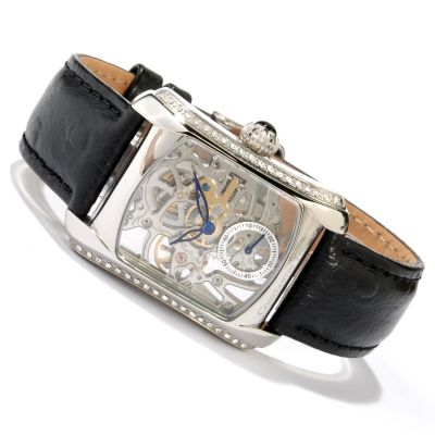 CONSTANTIN WEISZ WOMAN_S HANDWINDING CRYSTAL ACCENTED SKELETONIZED STRAP WATCH