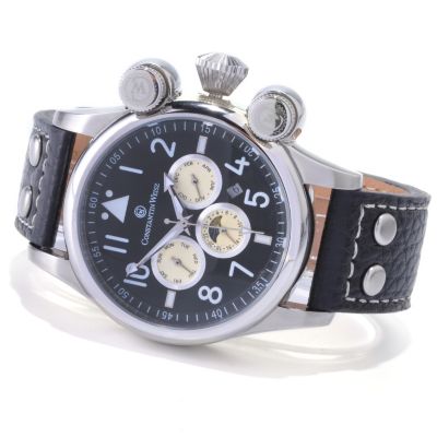 CONSTANTIN WEISZ GENTS AUTOMATIC BIG PUSH DOWN PUSHER STRAP WATCH