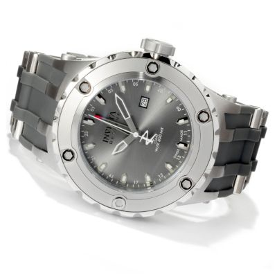 INVICTA RESERVE MENS SPECIALTY SUBAQUA SWISS QUARTZ GMT PU STRAP WATCH W/ DC