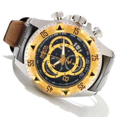 INVICTA RESERVE MENS EXCUSRION ELEGANT SWISS QUARTZ CHRONO LEATHER STRAP WATCH