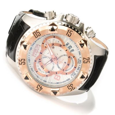 INVICTA RESERVE MEN'S EXCURSION ELEGANT SWISS QUARTZ CHRONO LEATHER STRAP WATCH