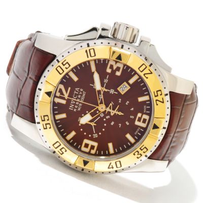 INVICTA RESERVE MEN'S EXCURSION ELEGANT SWISS QUARTZ CHRONO LEATHER STRAP WATCH