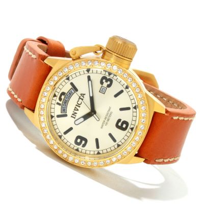 INVICTA WOMEN'S CORDUBA CRYSTAL QUARTZ LEATHER STRAP WATCH