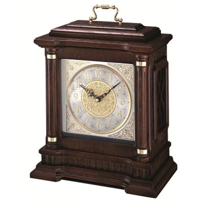 SEIKO GRAND ORNAMENTAL DIAL CHIME CARRIAGE SOLID OAK MANTEL CLOCK