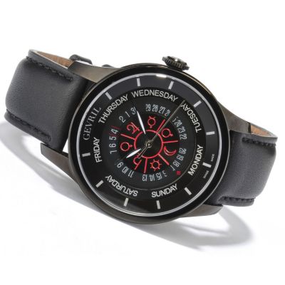 619-145 - Gevril Men's Columbus Circle Limited Edition Swiss Made Automatic Leather Strap Watch