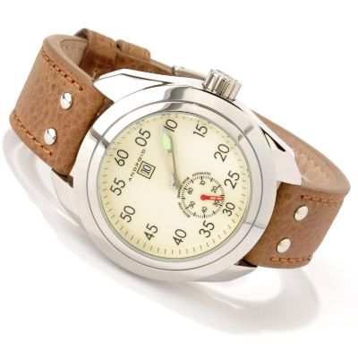 619-149 - Android Men's Impetus Automatic Jumping Hour Leather Strap Watch