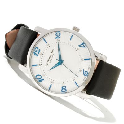 Stuhrling Original Men's Corona Quartz Ultra Slim Leather Stap Watch