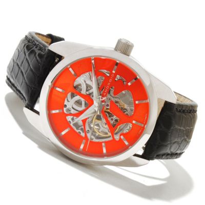 619-355 - Android Men's Impetus Automatic Skeletonized Dial Alligator Strap Watch