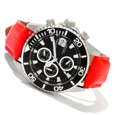 INVICTA PRO DIVER QUARTZ CHRONOGRAPH ALLIGATOR STRAP WATCH