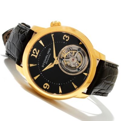Stuhrling Original Men's Eclipse Mechanical Tourbillon Leather Strap Watch