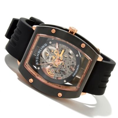 619-469 - St&uuml;hrling Original Men's Zeppelin NT Automatic Stainless Steel Rubber Strap Watch