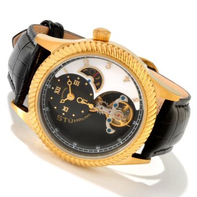 Stuhrling Original Men's Enigma MOP Automatic Leather Strap Watch