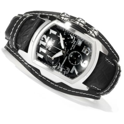 619-549 - Invicta Men's Lupah Swiss Quartz Chronograph Stainless Steel Leather Strap Watch 