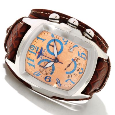 INVICTA MEN'S GRAND LUPAH SWISS QUARTZ CHRONO LEATHER LAGARTO STRAP WATCH