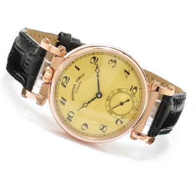 Stauer Men's Opus Mechanical Leather Strap Watch