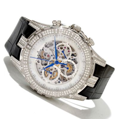 Edox Men's Grand Ocean Swiss Made Automatic Leather Strap Watch