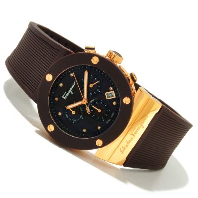 Ferragamo Men's Gancino Sport Swiss Made Quartz Rubber Strap Watch
